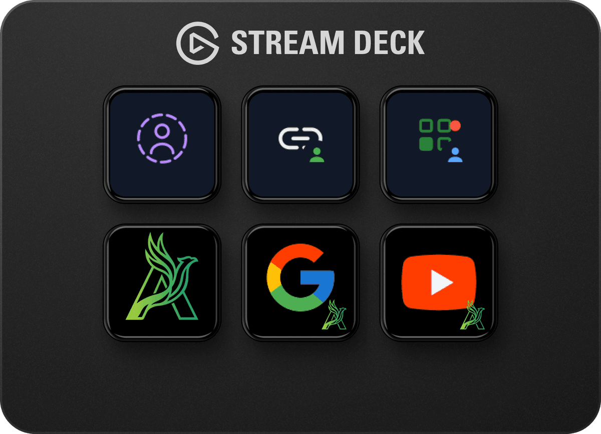 Arise Context Switcher for Google Chrome — Stream Deck mini showing profile and link launch keys