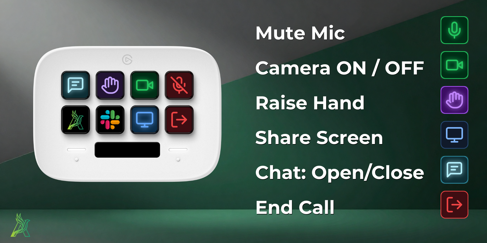Six core Slack huddle actions displayed clearly